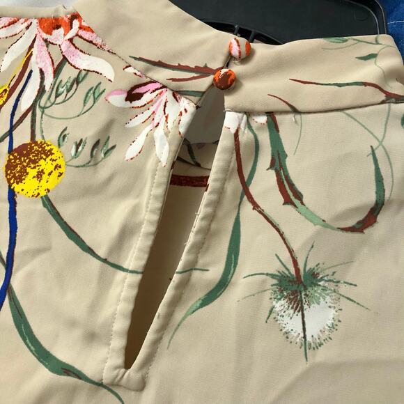 H&M Cream Floral Mock Neck Long Sleeve Blouse Size XS - Picture 10 of 13